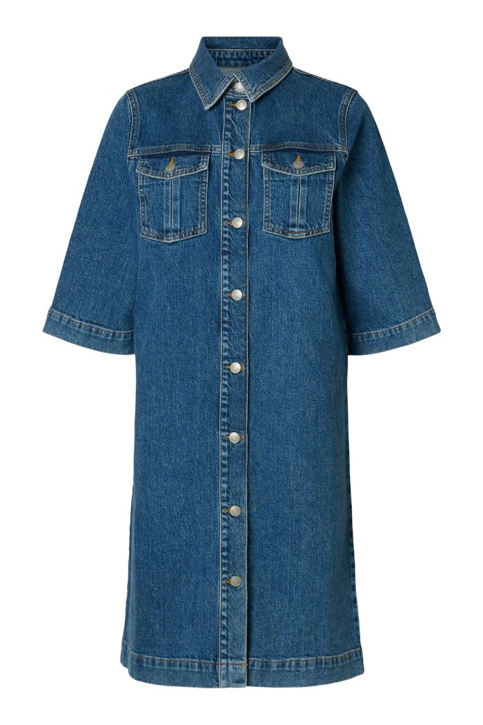 Caya midi denim dress, Medium blue denim